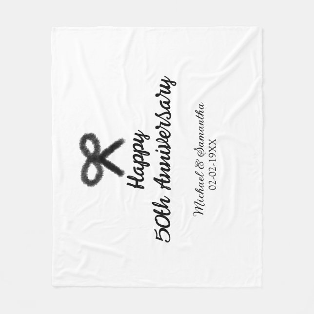 Manta Polar Feliz 50° aniversario agregar pareja fecha de matr (Anverso)