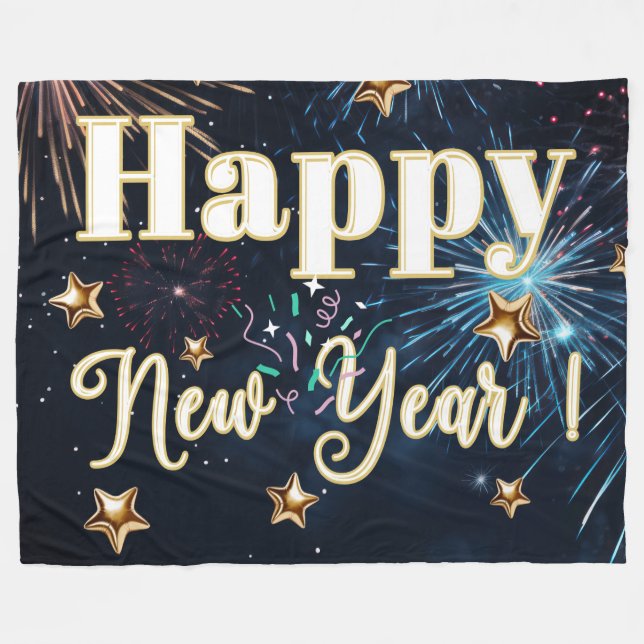 Manta Polar Feliz Año Nuevo (Frente (Horizontal))