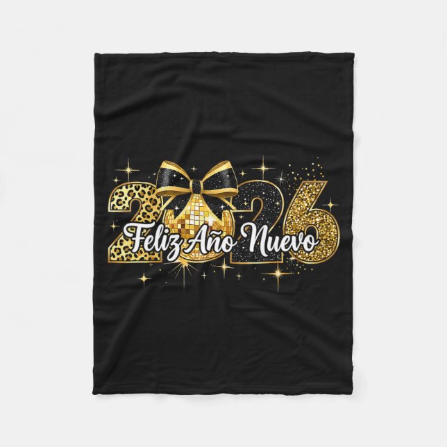 Manta Polar Feliz Año Nuevo 2026 Disco Ball Happy New Year  (Anverso)