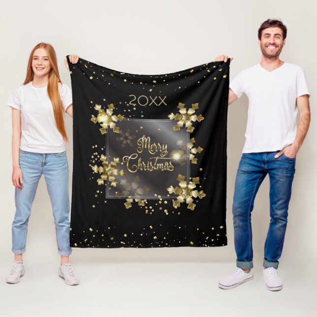 Manta Polar Feliz Año Nuevo 20XX y lujo para Navidades de oro (In situ)