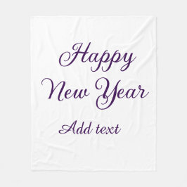 Manta Polar Feliz año nuevo caligrafía morada simple minimalis