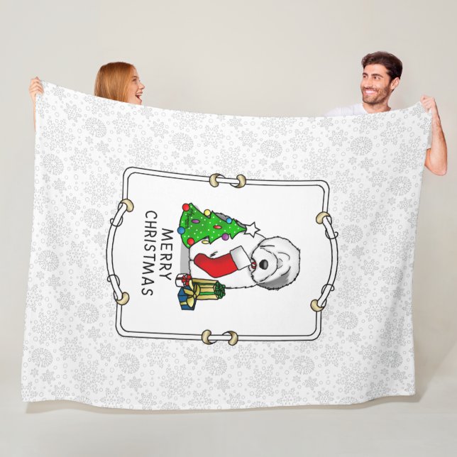 Manta Polar Feliz Árbol de Navidad 2 viejo perro de oveja ingl (In situ)