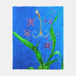 Manta Polar Feliz ave orquídea hawaiana