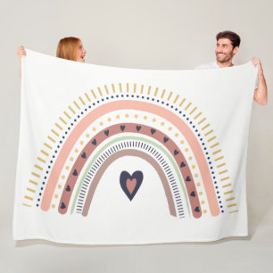 Manta Polar Feliz Boho Arcoíris Moderno Minimalista Chic