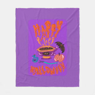 Manta Polar Feliz café de la bruja amante del gato de Hallowee