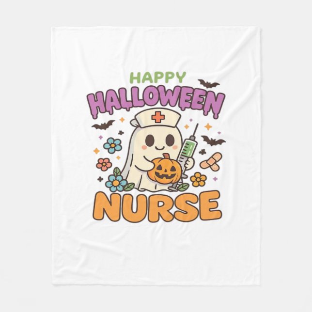 Manta Polar Feliz Camisa de Enfermeras de Halloween - Médico e (Anverso)