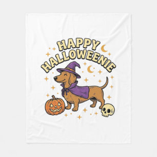 Manta Polar Feliz Camiseta de Perro Bruja Dachshund de Hallowe