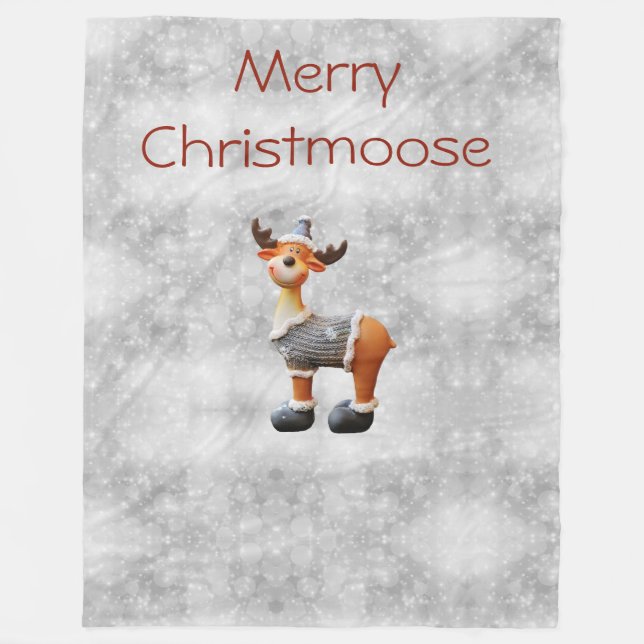Manta Polar Feliz Christmoose con sombrero (Anverso)