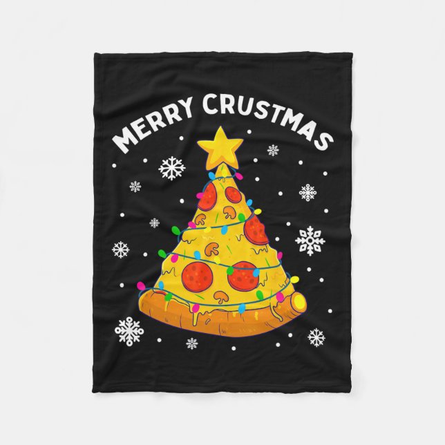 Manta Polar Feliz Crustmas Pizza Árbol de Navidad Regalos de N (Anverso)