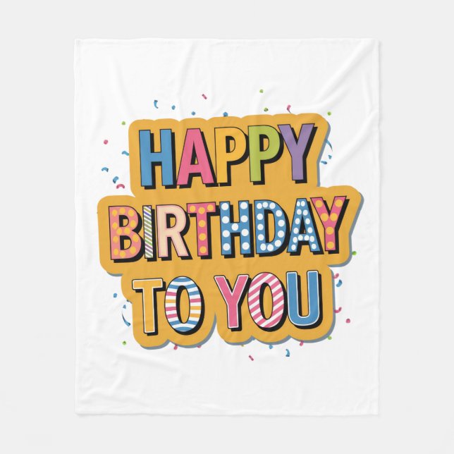Manta Polar Feliz cumpleaños con patrón (Anverso)