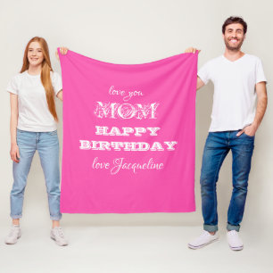 Manta Polar Feliz cumpleaños Moda MOM Script Girly Elegly Pink