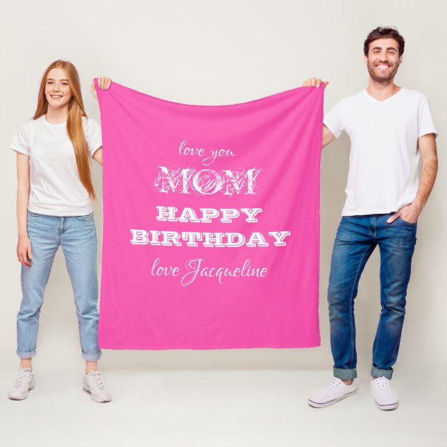Manta Polar Feliz cumpleaños Moda MOM Script Girly Elegly Pink (In situ)