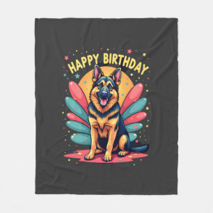 Manta Polar Feliz Cumpleaños Perro Pastor Alemán Fiesta Shep R