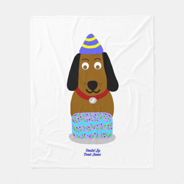 Manta Polar Feliz Cumpleaños Pup Media Fleece Blanket (Anverso)
