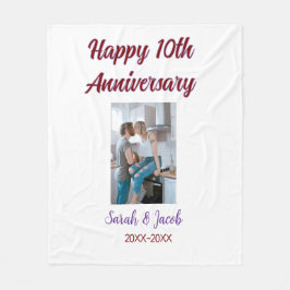 Manta Polar Feliz décimo aniversario foto boda apellido d