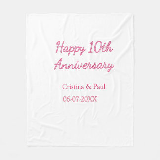 Manta Polar Feliz décimo aniversario nombre de boda simple min