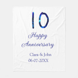 Manta Polar Feliz décimo aniversario purpurina azul añadir fec