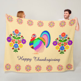 Manta Polar Feliz Día de Acción de Gracias. Flores de diseño p
