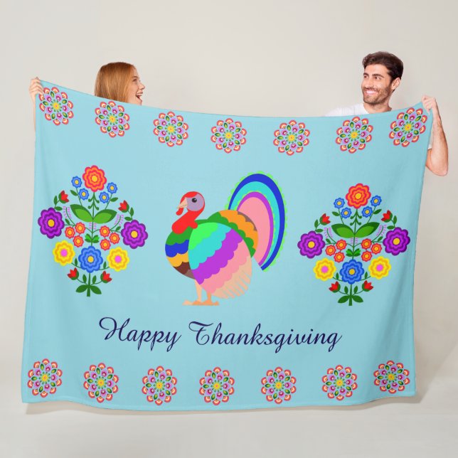 Manta Polar Feliz Día de Acción de Gracias. Flores de diseño p (In situ)