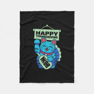 Manta Polar Feliz Día de Acción de Gracias Maneki Neko Gato Af