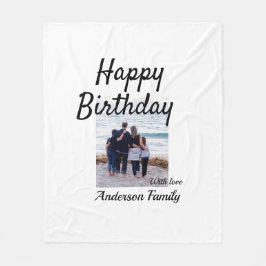 Manta Polar Feliz día de cumpleaños foto familia nombre clase 