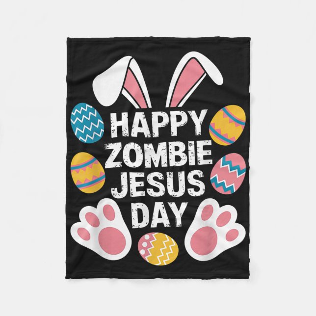 Manta Polar Feliz Día de Jesús Zombie Easter Zombie (Anverso)