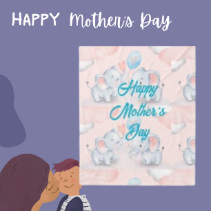 Manta Polar Feliz Día de la Madre y Elefante
