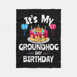 Manta Polar Feliz Día de la Marmota Y Sí Es Mi Cumpleaños Grou
