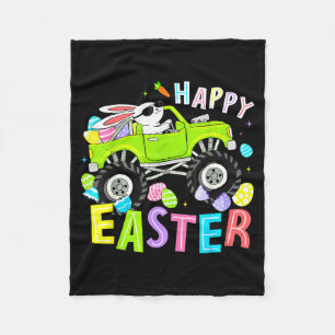 Manta Polar Feliz día de Pascua conejo monster truck para niño