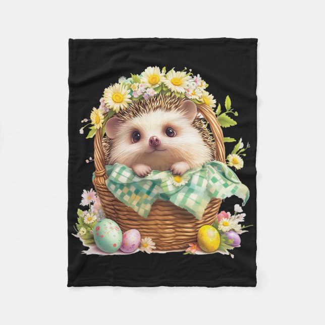 Manta Polar Feliz Día De Pascua - Hedgehog Sentado Dentro De U (Anverso)