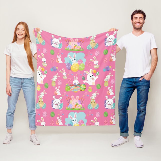 Manta Polar Feliz Día de Pascua- Patrón Gracioso Conejo Y Huev (In situ)