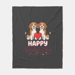 Manta Polar Feliz día de San Valentín pareja de Beagle