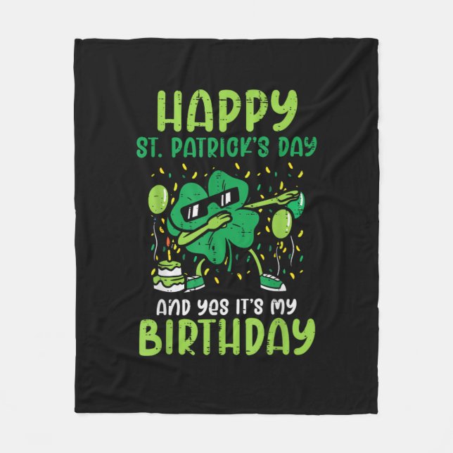 Manta Polar Feliz Día de Santo Patrocinio Cumpleaños Shamrock  (Anverso)