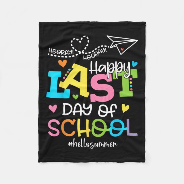 Manta Polar Feliz El Último Día De La Escuela Hola Estudiantes (Anverso)
