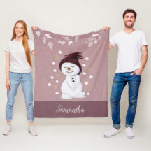 Feliz feriado de Navidades rosados de Snowman