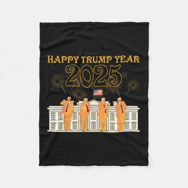 Manta Polar Feliz Fiesta del año Trump 2025 Nuevo presidente d (Anverso)