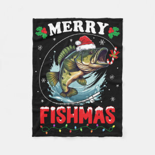 Manta Polar Feliz Fishmas Pescado Divertido Papá Hombre Navida