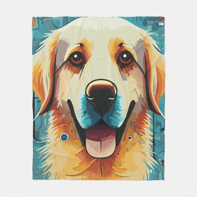 Manta Polar Feliz Golden Retriever (Anverso)