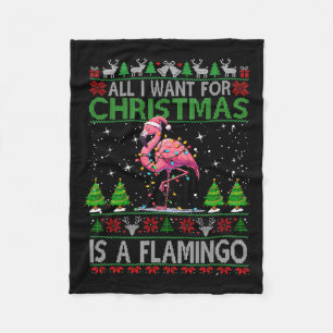 Manta Polar Feliz Gorra navideño Santa Flamingo Navidades lige