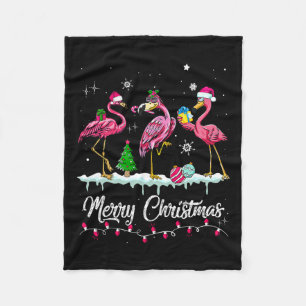 Manta Polar Feliz Gorra navideño Santa Flamingo Nieve Navidad 