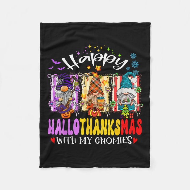 Manta Polar Feliz Hallothanksmas con mi Gnomies Halloween Thon (Anverso)