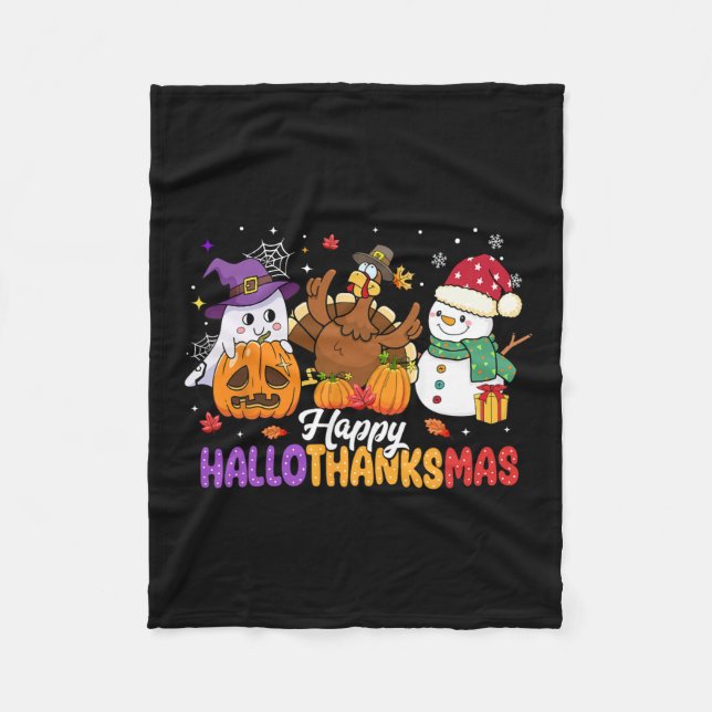 Manta Polar Feliz Hallothanksmas Cute Fantasma Halloween Thank (Anverso)