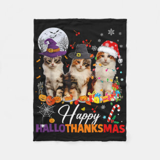 Manta Polar Feliz Hallothanksmas Gatitos Lindos Halloween Día