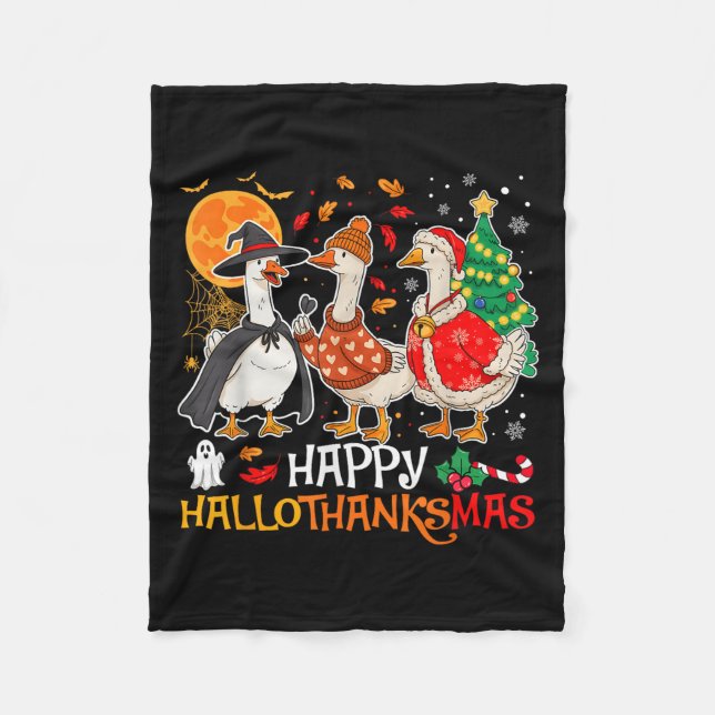Manta Polar Feliz Hallothanksmas Silly Goose Halloween Thanksg (Anverso)