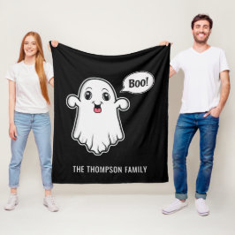 Manta Polar Feliz Halloween Boo Fantasma Nombre de Familia Per