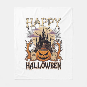 Manta Polar Feliz Halloween Calabaza Sombrero de Bruja Castill