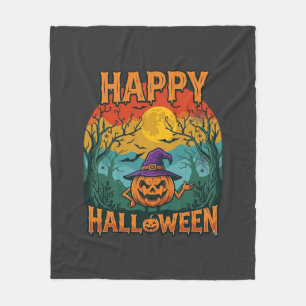 Manta Polar Feliz Halloween Calabaza Sombrero de Bruja Luna Ll