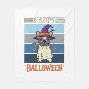 Manta Polar Feliz Halloween French Bulldog Bruja Telaraña Ca
