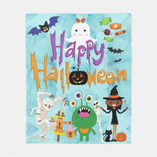 Manta Polar Feliz Halloween Niños Acuarela Llena de Dulzura y