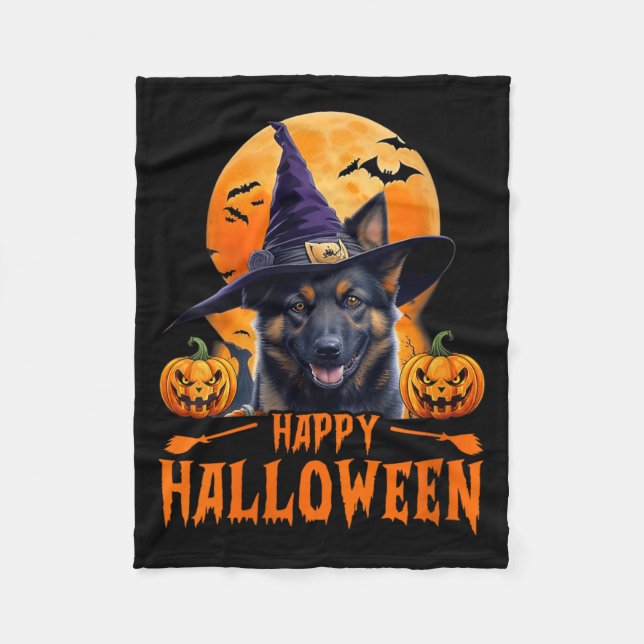 Manta Polar Feliz Halloween Perro Mujer 1 (Anverso)